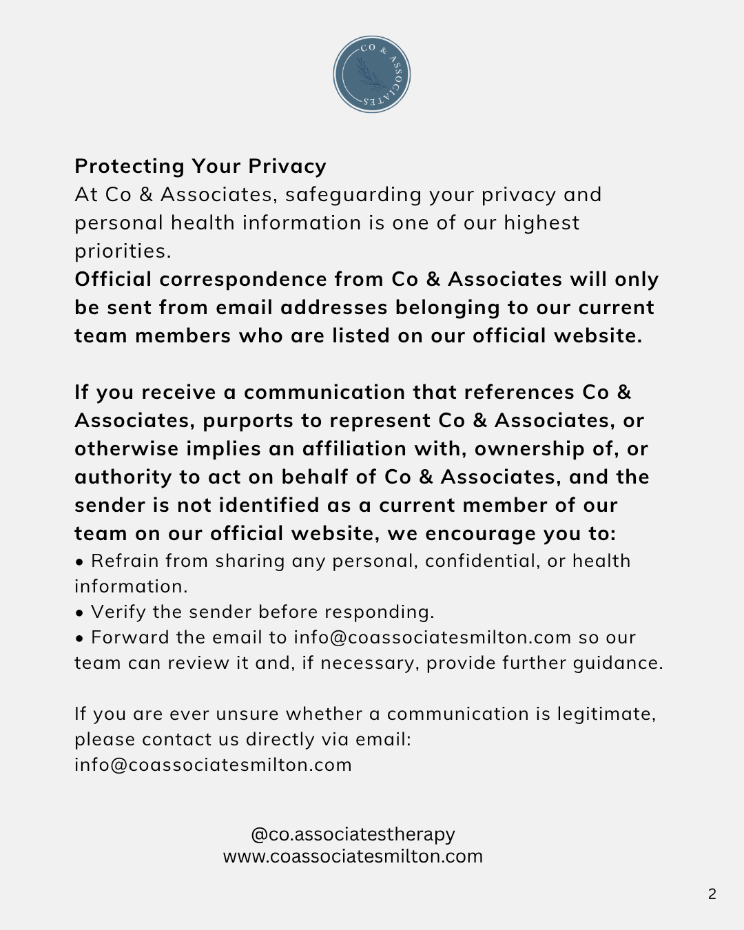 Protecting Your Privacy: How to Verify Communications from Co & Associates